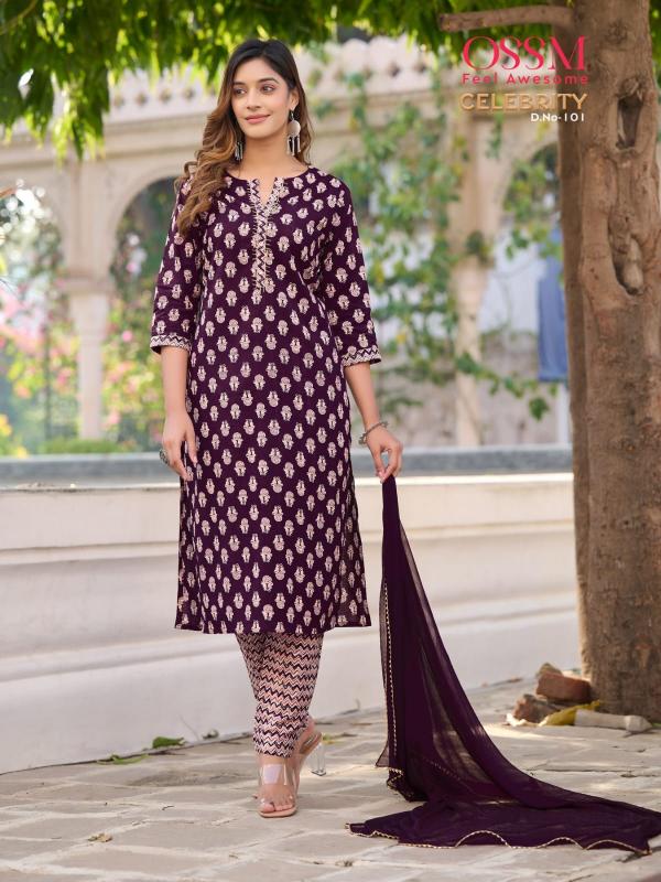 Ossm Celebrity Vol 1 Fancy Cotton Kurti With Bottom Dupatta Collection